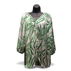 CocilCo Women's 2X Plus Size Tropical Leaf Print Tunic Mini Dress (JC225)